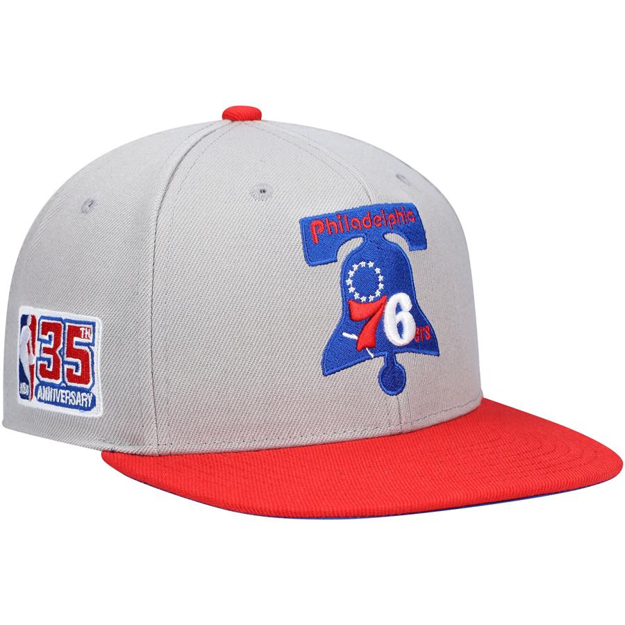 Philadelphia 76ers Mitchell & Ness Hardwood Classics 35th Anniversary Snapback Hat - Gray