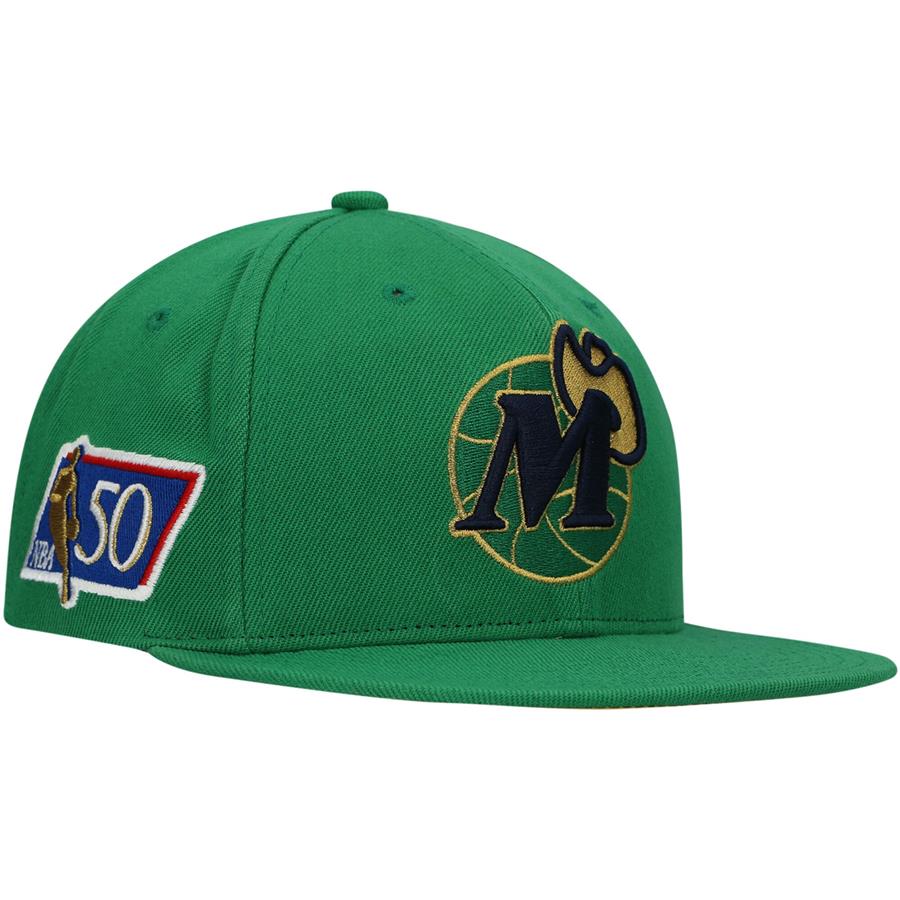 Dallas Mavericks Mitchell & Ness 50th Anniversary Snapback Hat - Green