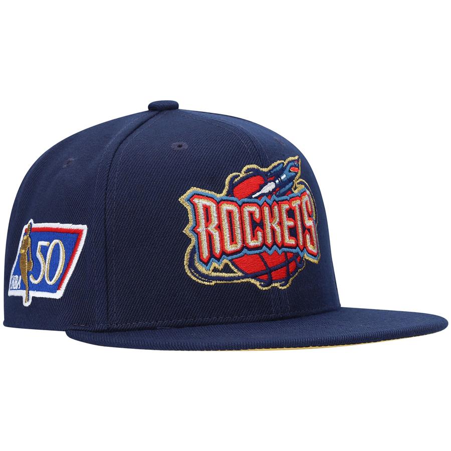 Houston Rockets Mitchell & Ness 50th Anniversary Snapback Hat - Navy