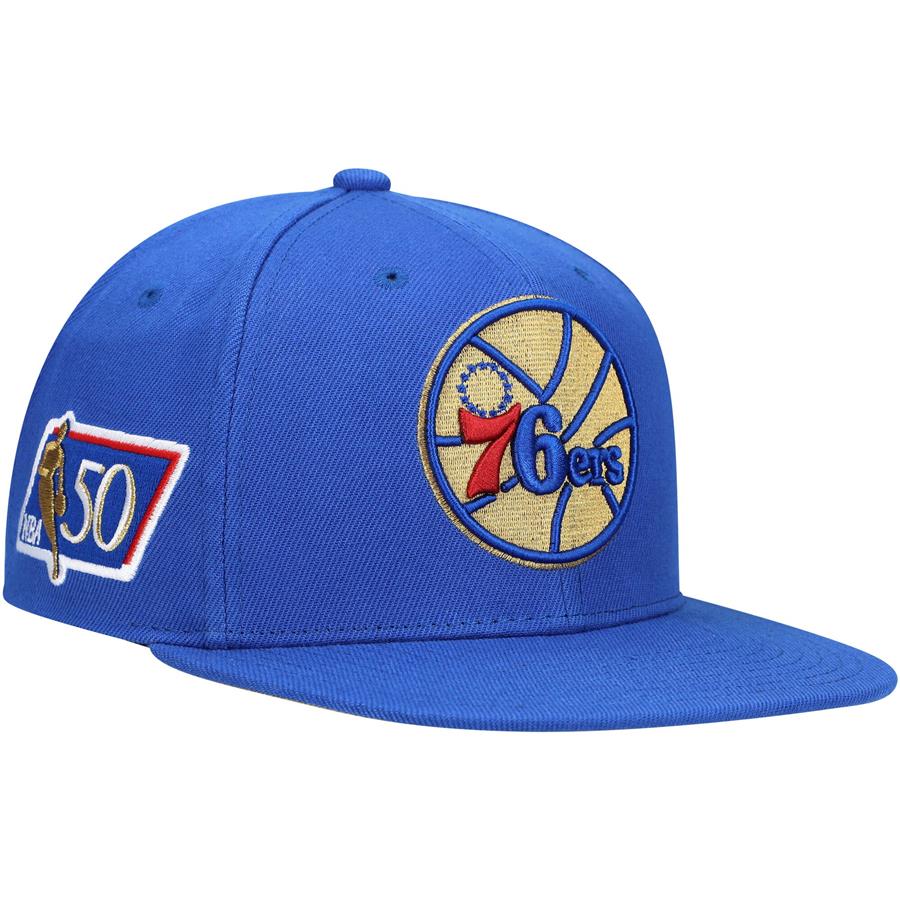 Philadelphia 76ers Mitchell & Ness 50th Anniversary Snapback Hat - Royal