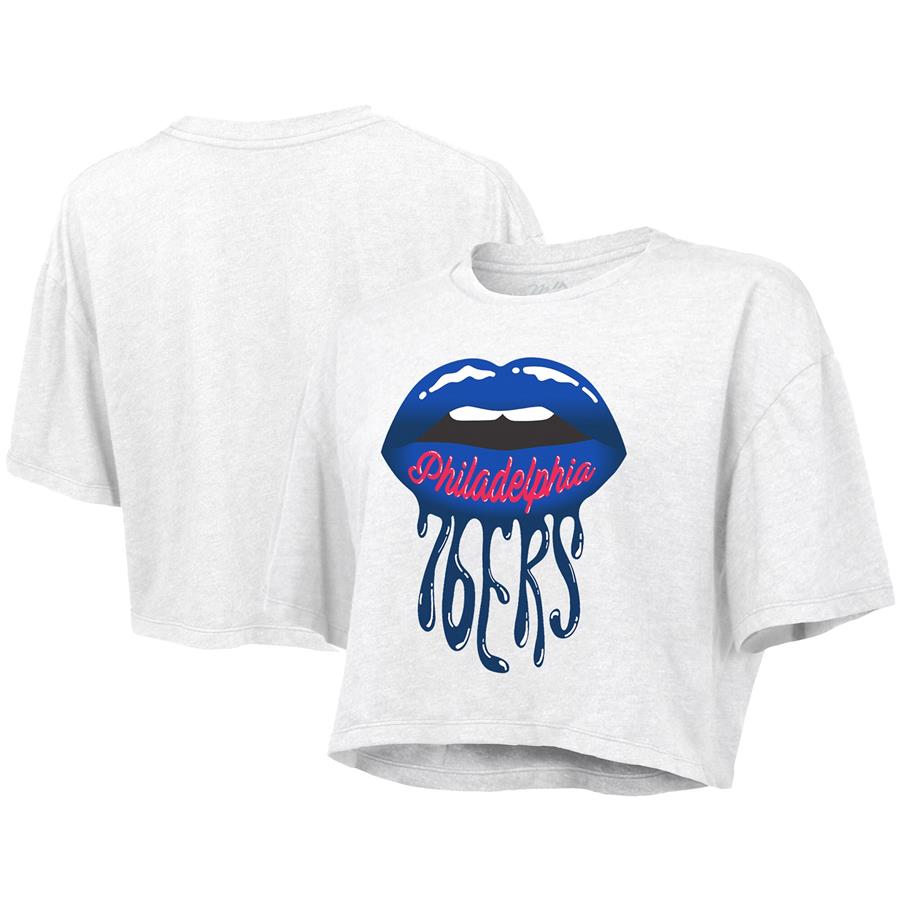 Philadelphia 76ers Majestic Threads Women's Drip Gloss Crop Top - White