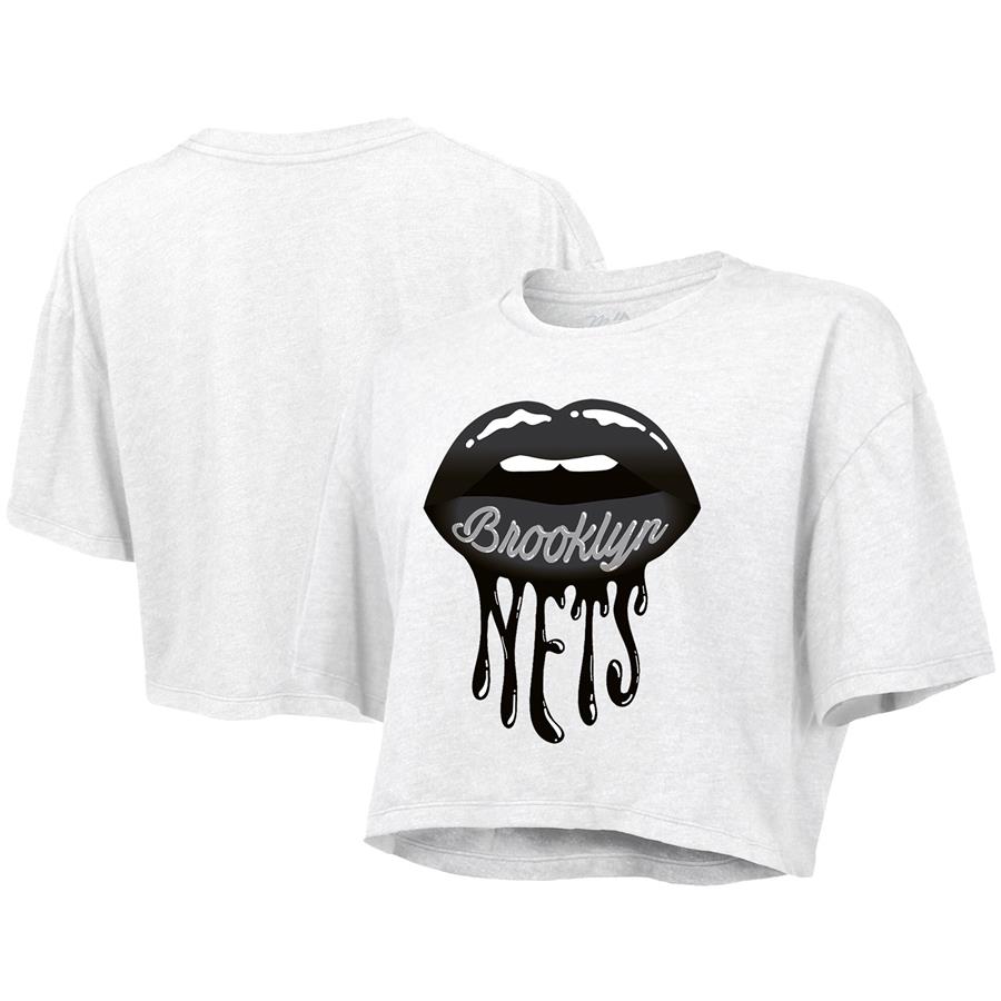 Brooklyn Nets Majestic Threads Women's Drip Gloss Crop Top - White