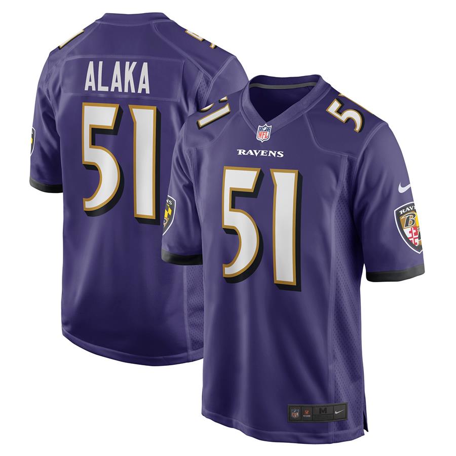 Otaro Alaka Baltimore Ravens Nike Player Game Jersey - Purple