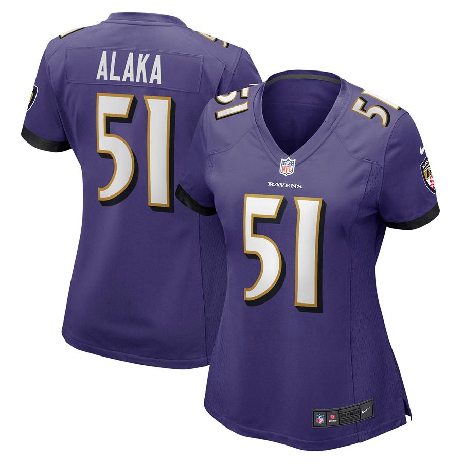 Otaro Alaka Baltimore Ravens Nike Women's Player Game Jersey - Purple