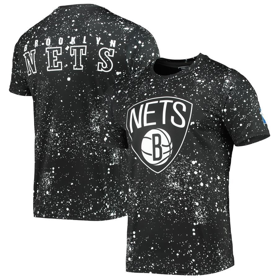 Brooklyn Nets Splatter Print T-Shirt - Black