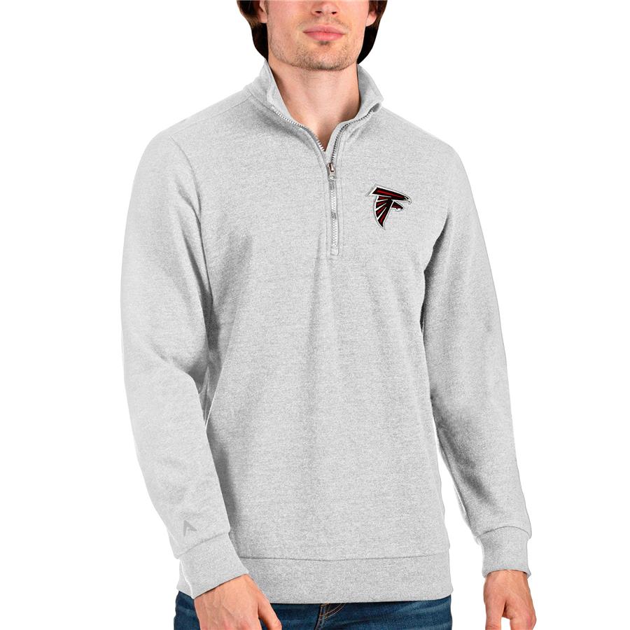 Atlanta Falcons Antigua Action Quarter-Zip Pullover Sweatshirt - Heathered Gray