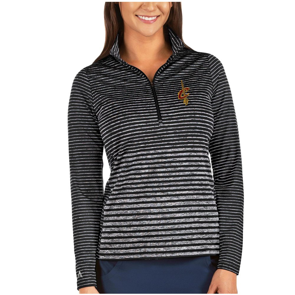 Cleveland Cavaliers Antigua Women's Pace Half-Zip Pullover Jacket - Heathered Black