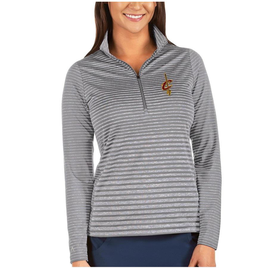 Cleveland Cavaliers Antigua Women's Pace Half-Zip Pullover Jacket - Heathered Charcoal