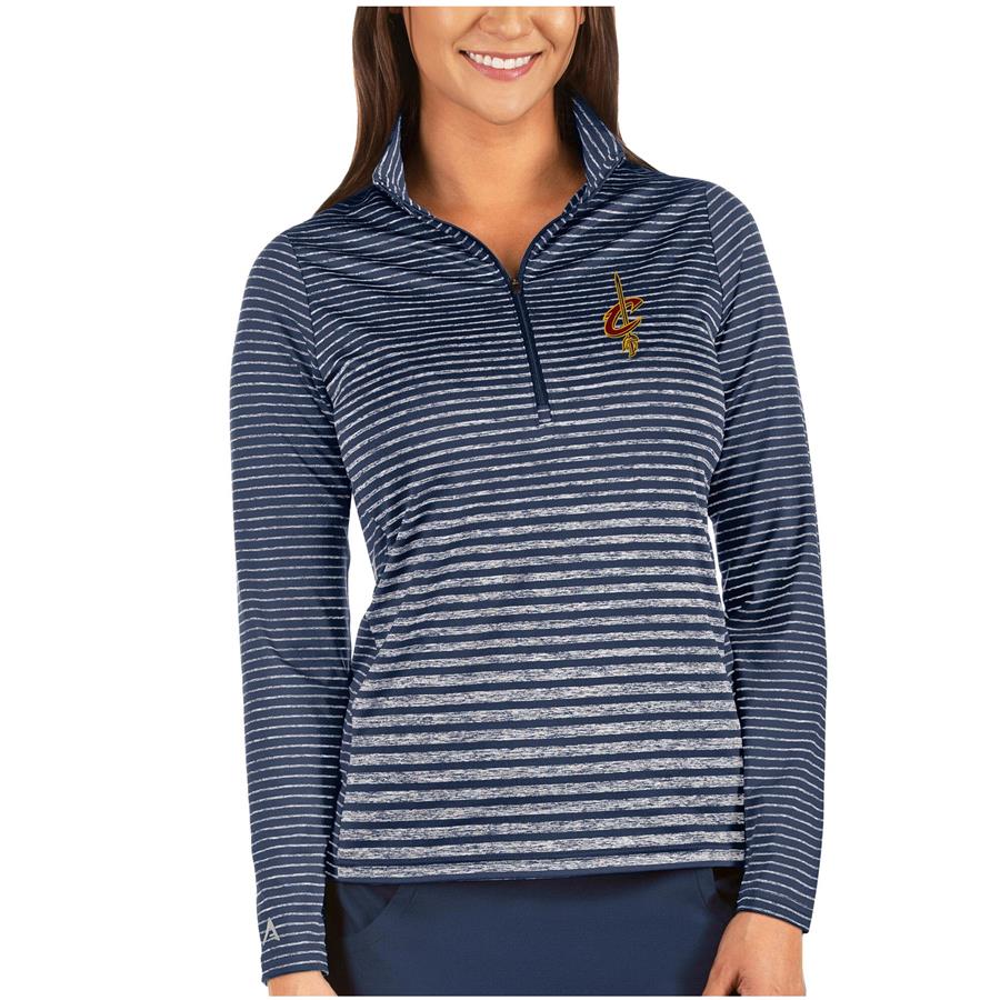 Cleveland Cavaliers Antigua Women's Pace Half-Zip Pullover Jacket - Heathered Navy