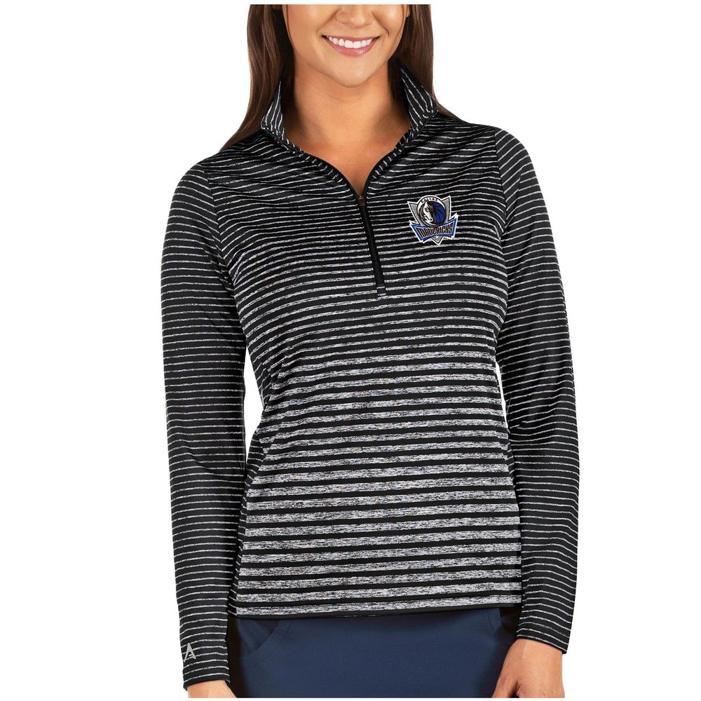 Dallas Mavericks Antigua Women's Pace Half-Zip Pullover Jacket - Heathered Black