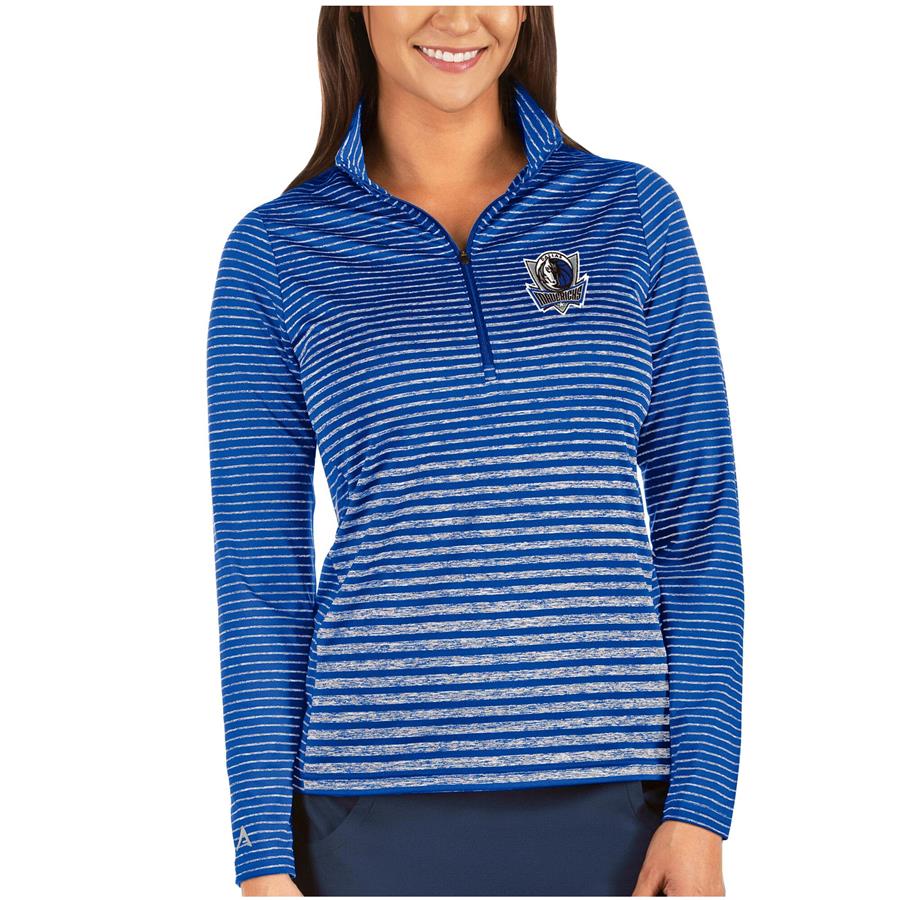 Dallas Mavericks Antigua Women's Pace Half-Zip Pullover Jacket - Heathered Blue