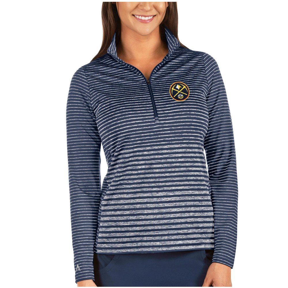 Denver Nuggets Antigua Women's Pace Half-Zip Pullover Jacket - Heathered Navy