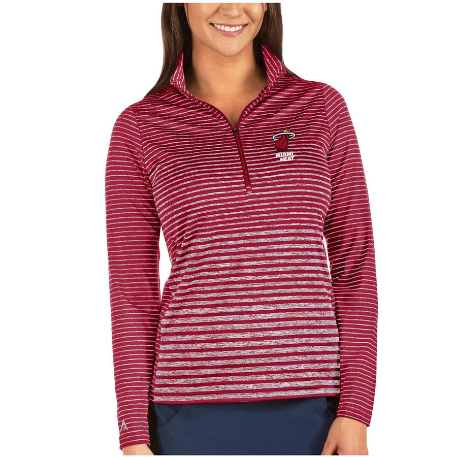 Женская кофта с короткой молнией Miami Heat Antigua Pace (красный меланж)