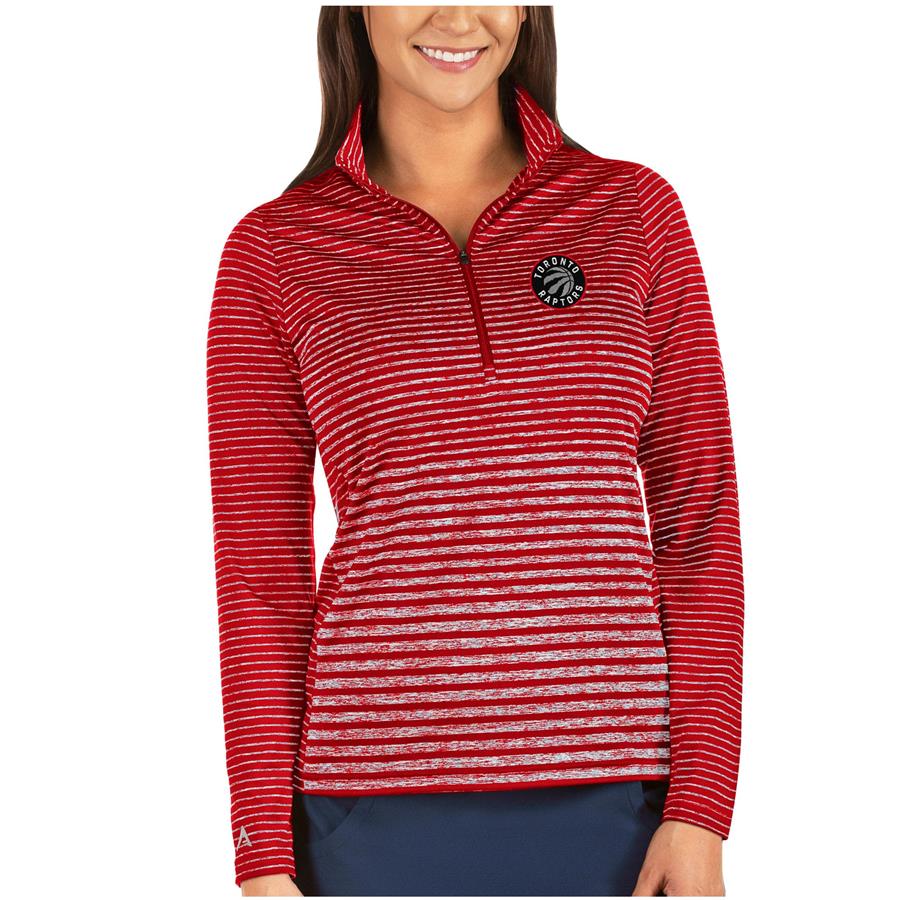 Toronto Raptors Antigua Women's Pace Half-Zip Pullover Jacket - Heathered Red