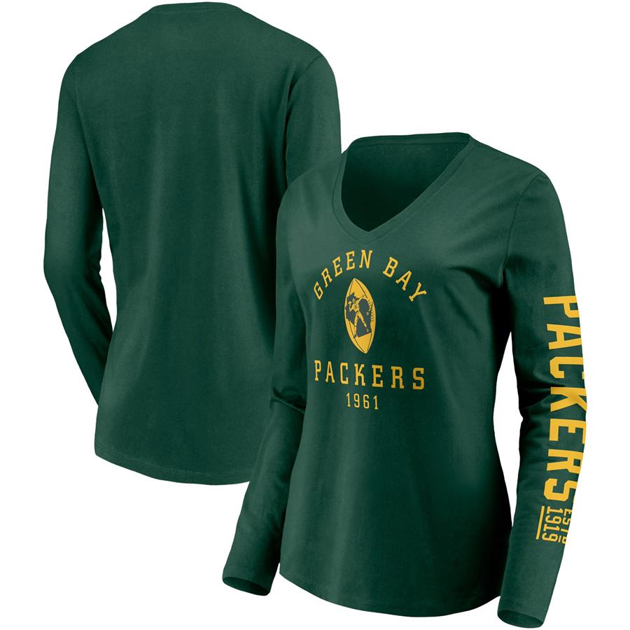 Green Bay Packers Fanatics Branded Women's Hometown Collection V-Neck Long Sleeve T-Shirt - Green