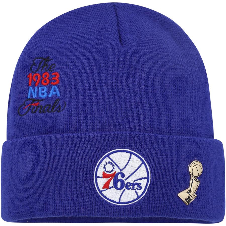 Philadelphia 76ers Mitchell & Ness Hardwood Classics Finals Logo Cuffed Knit Hat - Royal