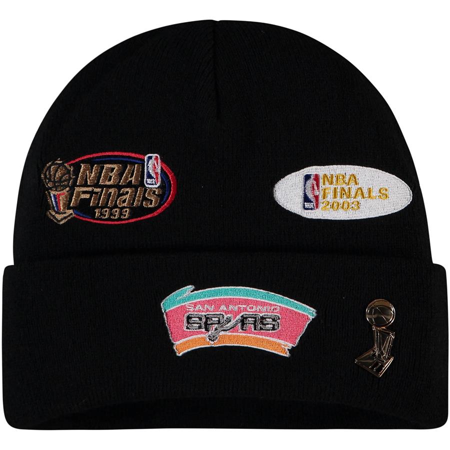 San Antonio Spurs Mitchell & Ness Hardwood Classics Finals Logo Cuffed Knit Hat - Black