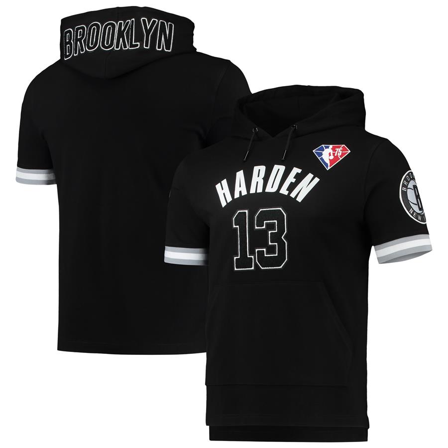 James Harden Brooklyn Nets Pro Standard Name & Number Short Sleeve Pullover Hoodie - Black