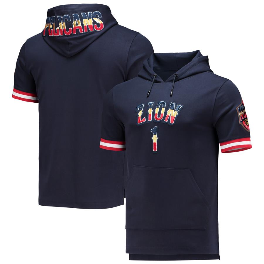 Zion Williamson New Orleans Pelicans Pro Standard Name & Number Short Sleeve Pullover Hoodie - Navy
