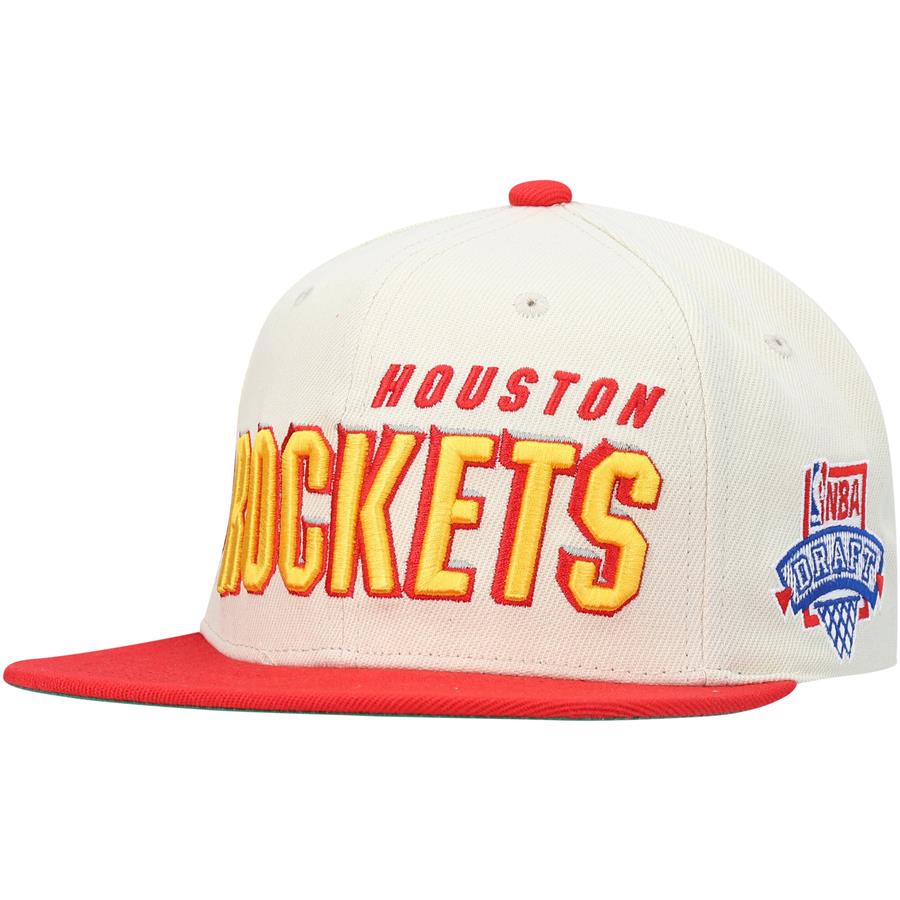 Houston Rockets Mitchell & Ness Hardwood Classics 1996 NBA Draft Day Snapback Hat - Cream