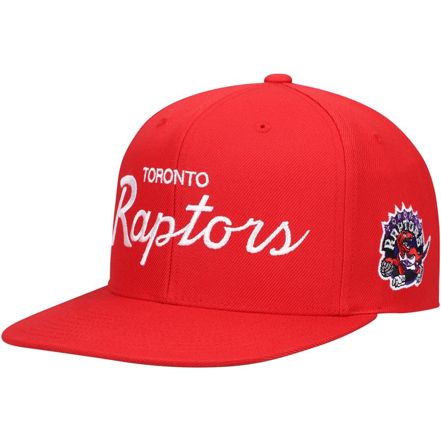 Toronto Raptors Mitchell & Ness Hardwood Classics Vintage Script Snapback Hat - Red