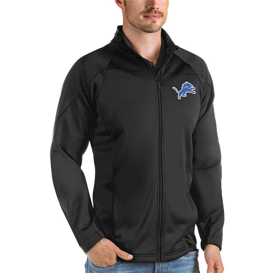 Detroit Lions Antigua Links Full-Zip Golf Jacket - Black
