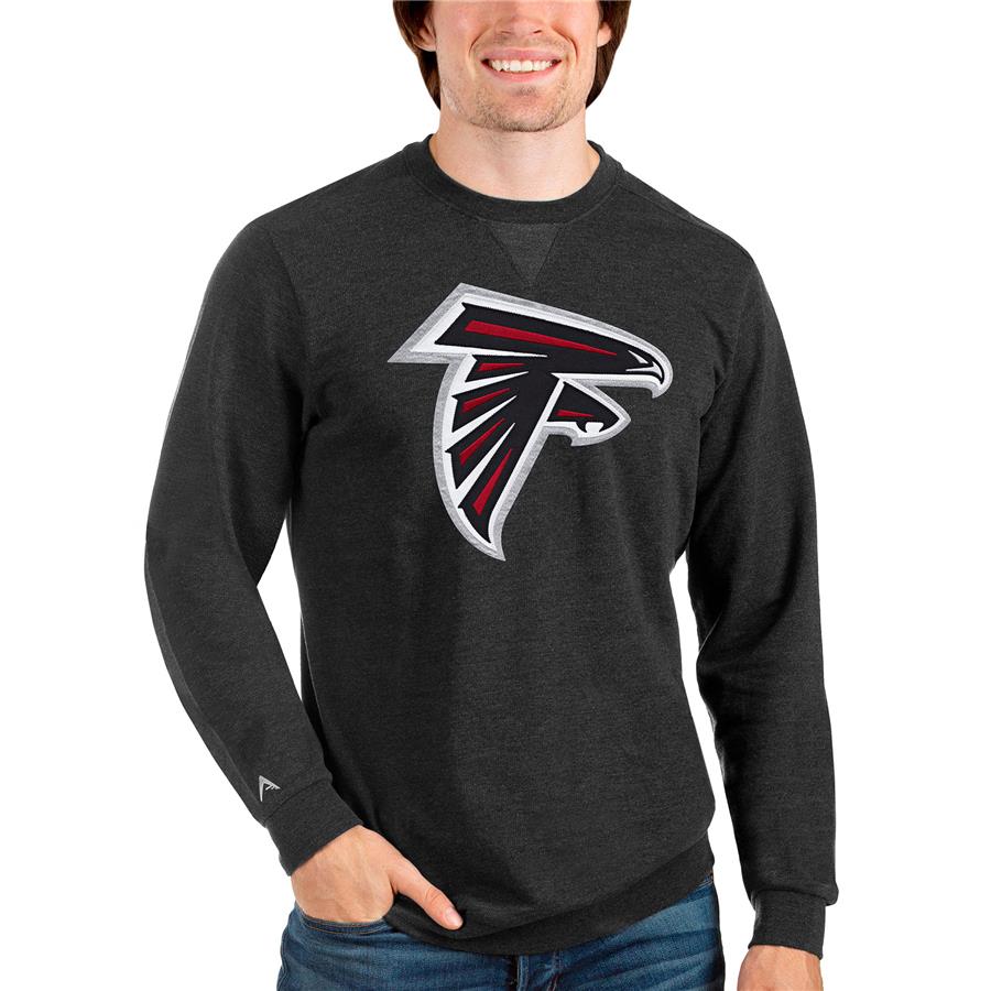 Atlanta Falcons Antigua Team Reward Crewneck Pullover Sweatshirt - Heathered Black