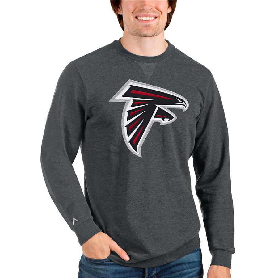 Atlanta Falcons Antigua Team Reward Crewneck Pullover Sweatshirt - Heathered Charcoal