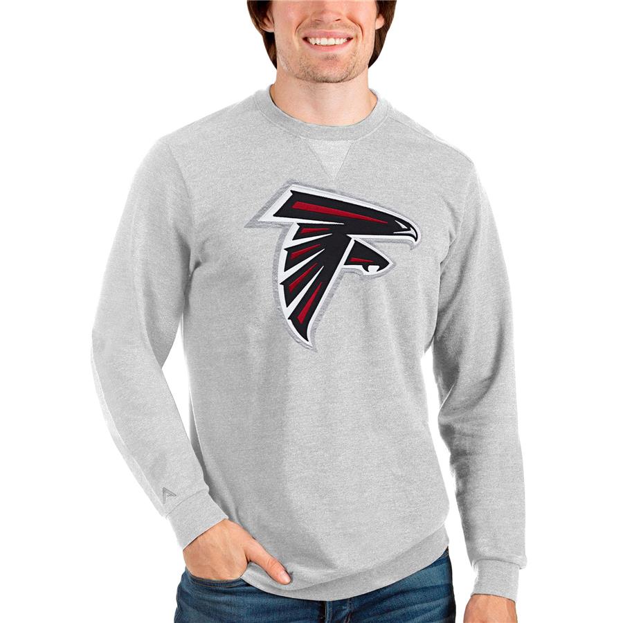 Atlanta Falcons Antigua Team Reward Crewneck Pullover Sweatshirt - Heathered Gray