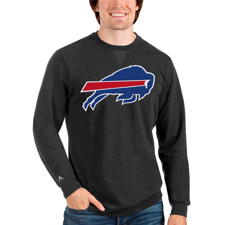 Buffalo Bills Antigua Team Reward Crewneck Pullover Sweatshirt - Heathered Black