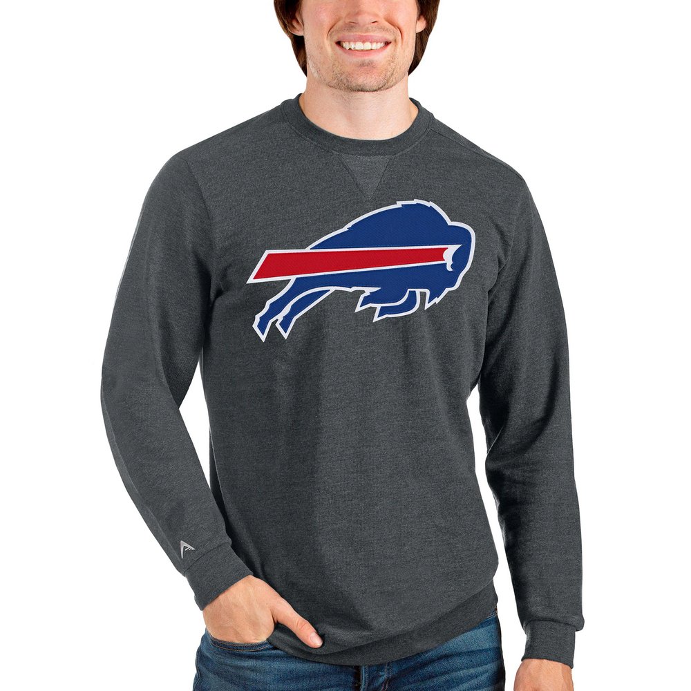 Buffalo Bills Antigua Team Reward Crewneck Pullover Sweatshirt - Heathered Charcoal