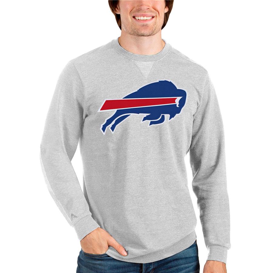 Buffalo Bills Antigua Team Reward Crewneck Pullover Sweatshirt - Heathered Gray