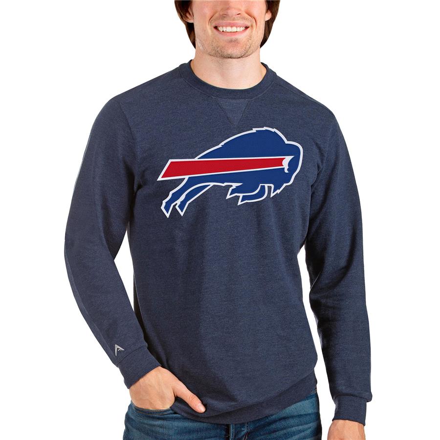 Buffalo Bills Antigua Team Reward Crewneck Pullover Sweatshirt - Heathered Navy
