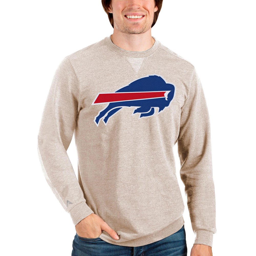 Buffalo Bills Antigua Team Reward Crewneck Pullover Sweatshirt - Oatmeal