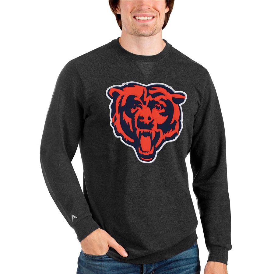 Chicago Bears Antigua Team Reward Crewneck Pullover Sweatshirt - Heathered Black
