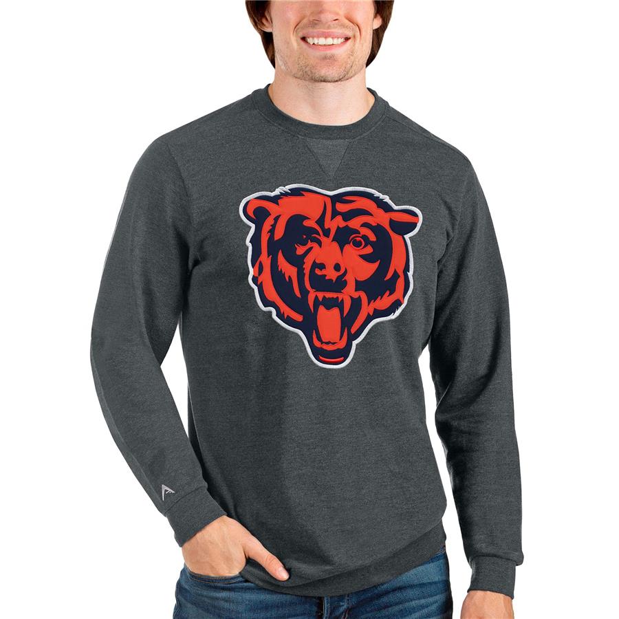 Chicago Bears Antigua Team Reward Crewneck Pullover Sweatshirt - Heathered Charcoal