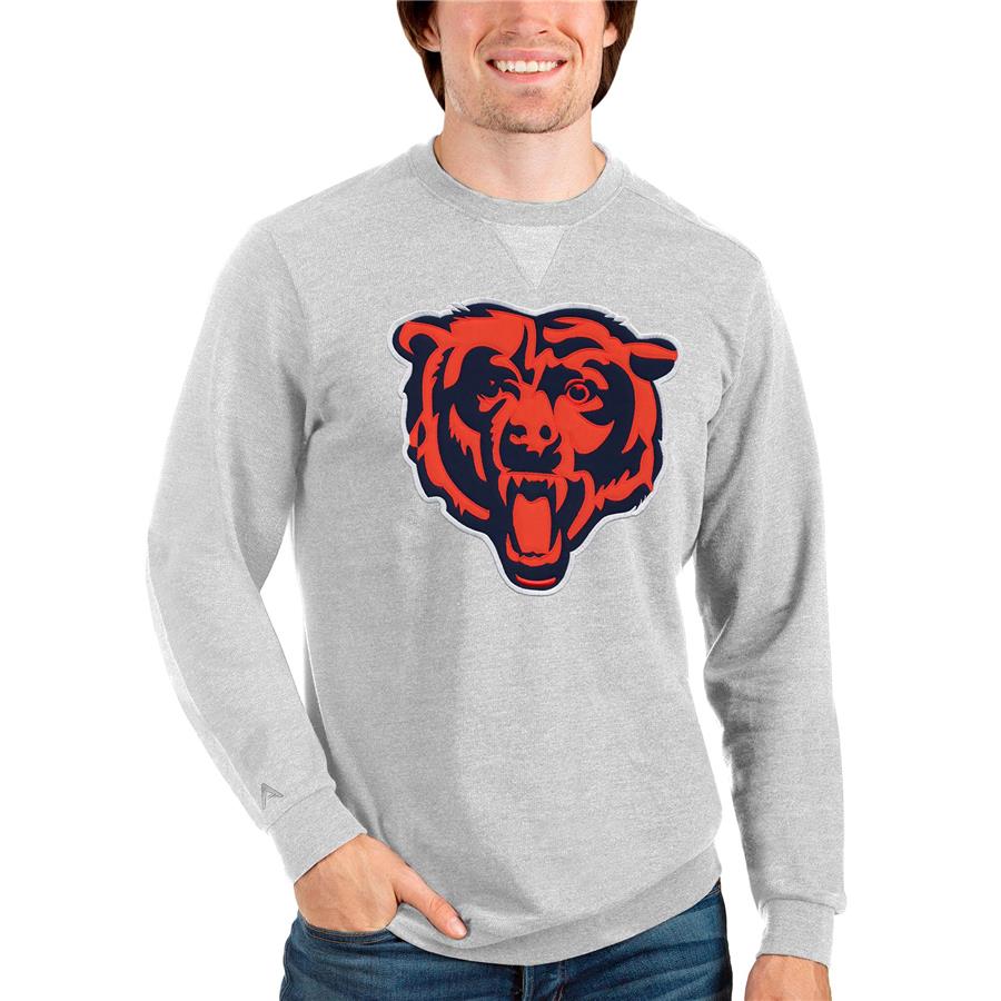 Chicago Bears Antigua Team Reward Crewneck Pullover Sweatshirt - Heathered Gray