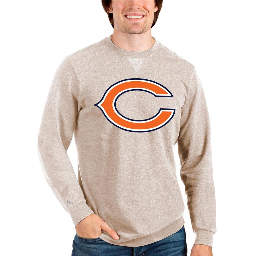 Chicago Bears Antigua Team Reward Crewneck Pullover Sweatshirt - Oatmeal