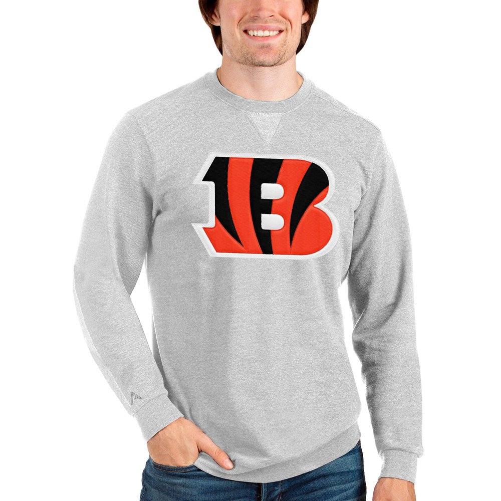 Cincinnati Bengals Antigua Team Reward Crewneck Pullover Sweatshirt - Heathered Gray