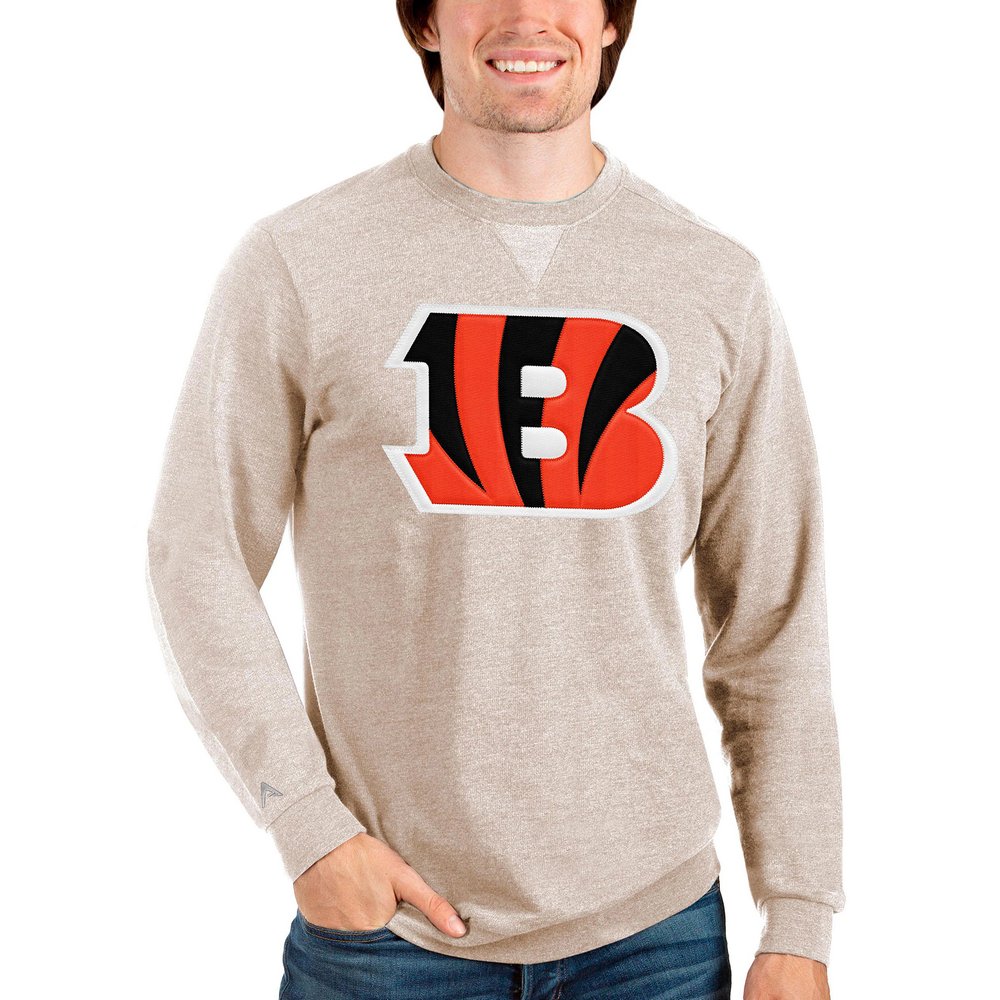 Cincinnati Bengals Antigua Team Reward Crewneck Pullover Sweatshirt - Oatmeal
