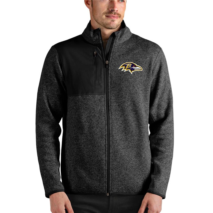 Baltimore Ravens Antigua Fortune Full-Zip Jacket - Heathered Black