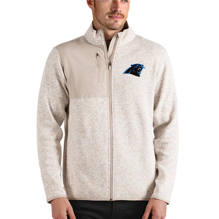 Carolina Panthers Antigua Fortune Full-Zip Jacket - Oatmeal
