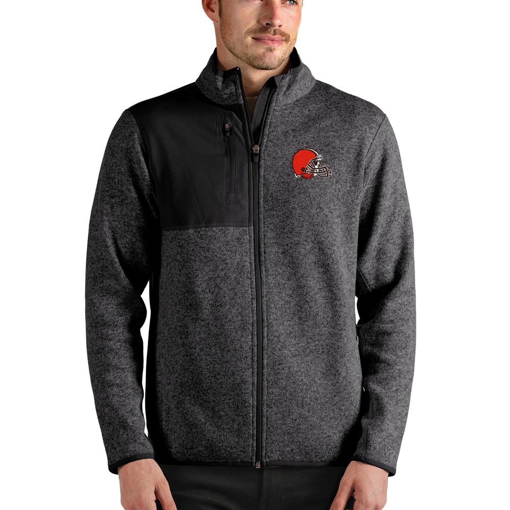 Cleveland Browns Antigua Fortune Full-Zip Jacket - Heathered Black