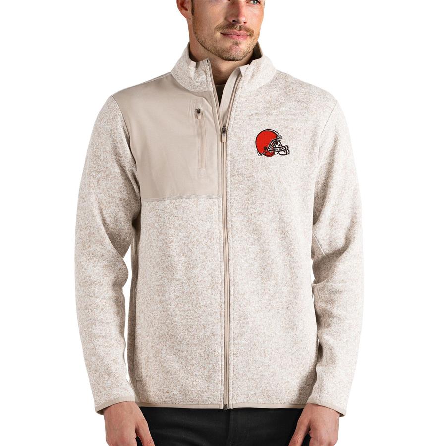 Cleveland Browns Antigua Fortune Full-Zip Jacket - Oatmeal