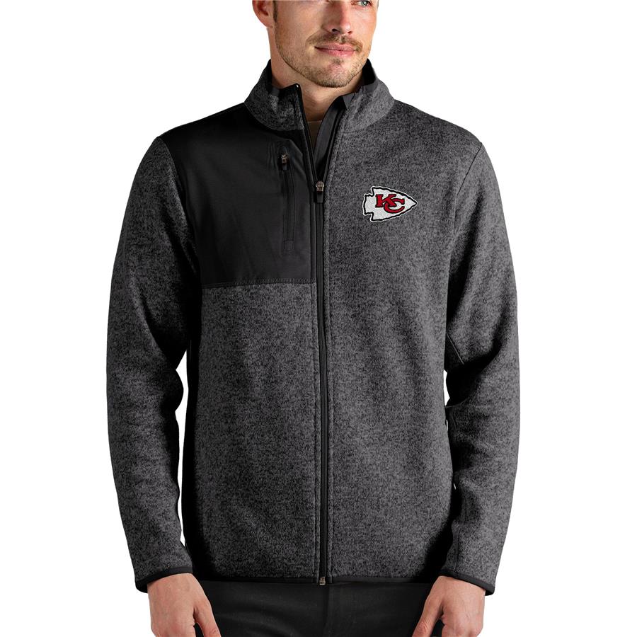 Kansas City Chiefs Antigua Fortune Full-Zip Jacket - Heathered Black