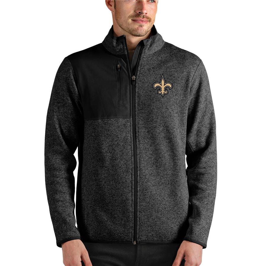New Orleans Saints Antigua Fortune Full-Zip Jacket - Black