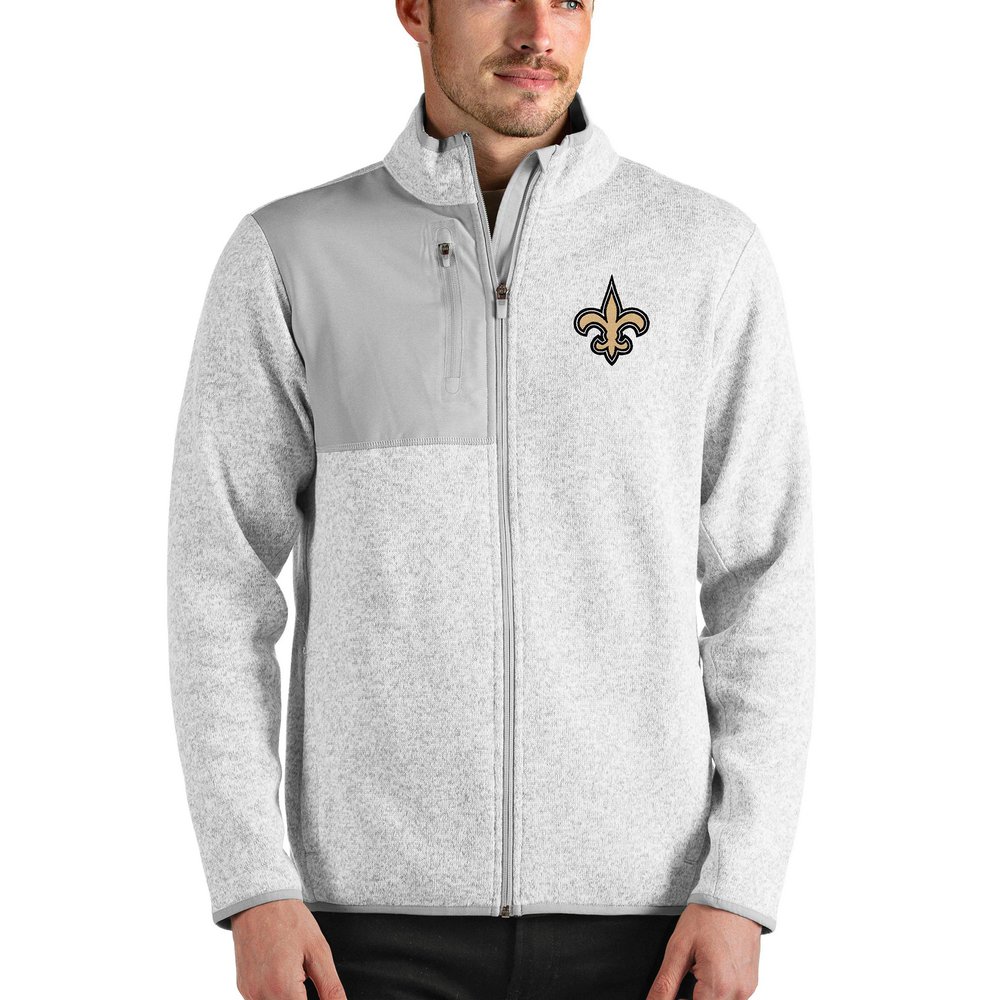 New Orleans Saints Antigua Fortune Full-Zip Jacket - Heathered Gray