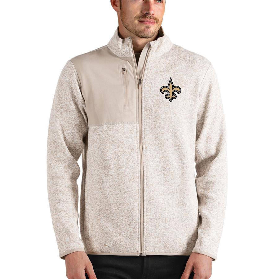 New Orleans Saints Antigua Fortune Full-Zip Jacket - Oatmeal