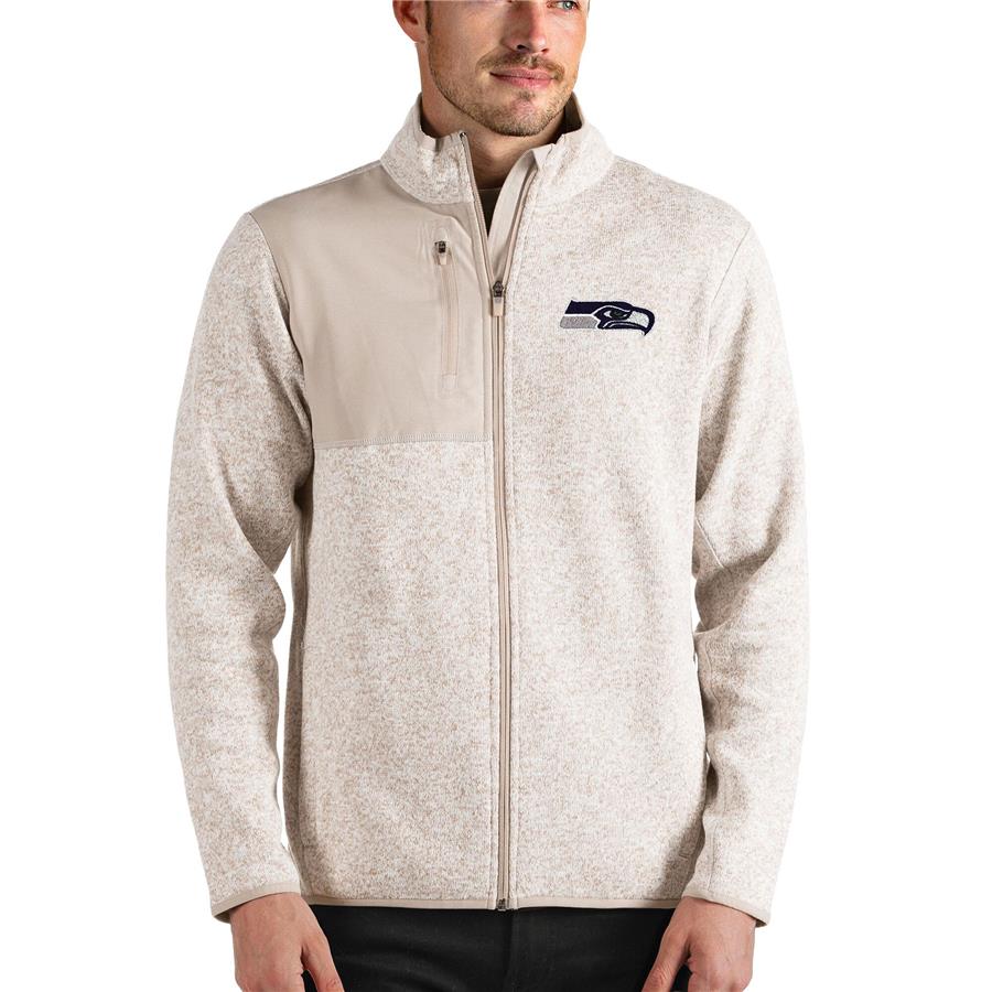 Seattle Seahawks Antigua Fortune Full-Zip Jacket - Oatmeal