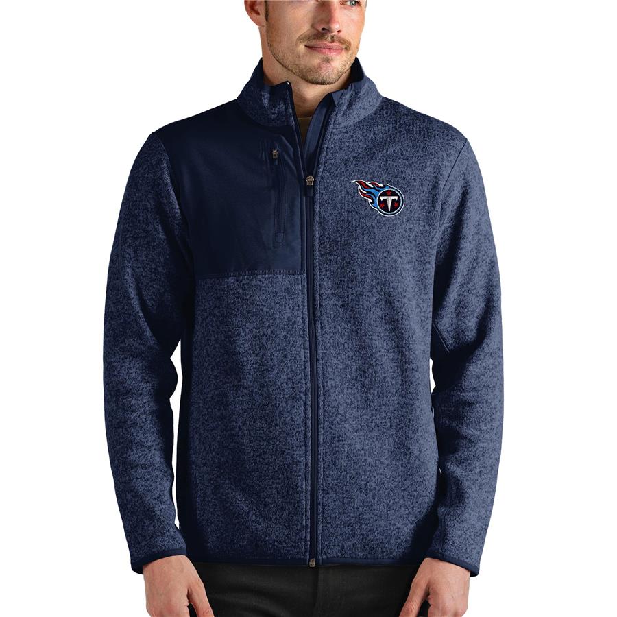Tennessee Titans Antigua Fortune Full-Zip Jacket - Heathered Navy